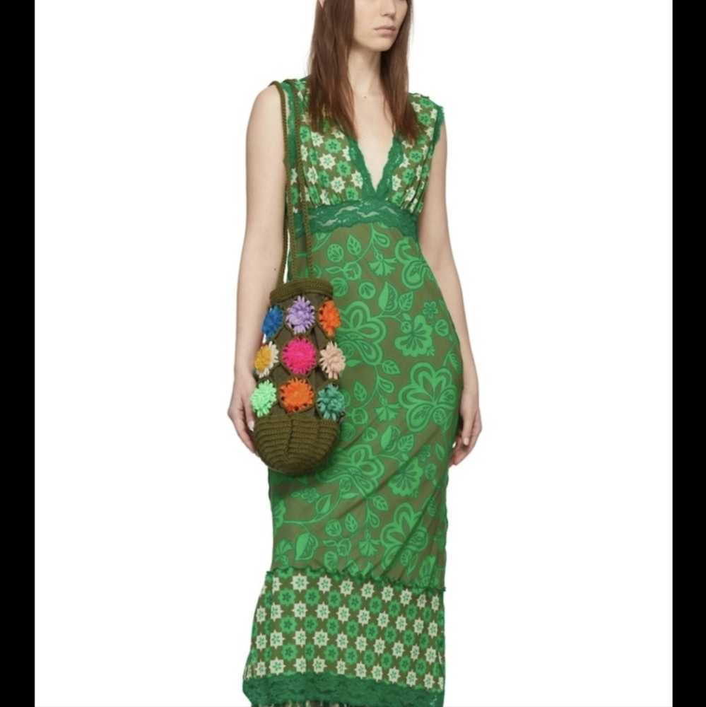 Anna Sui Paradisiac Dress Mesh Lace Sleeveless Floral Midi Maxi - Picture 10 of 10